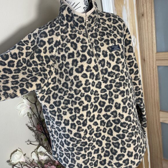 Abercrombie & Fitch Soft A&F Cozy Collection Leopard Print Sherpa Pullover Sz L - Picture 4 of 10